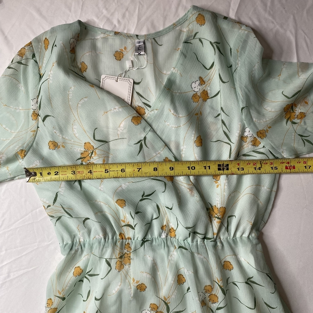 Floral Maxi Dress V Neck High Waist Chiffon Sz S NWT - Picture 8 of 17